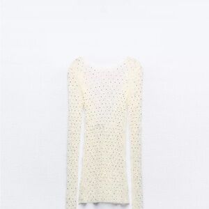 Ivory Sparkly Lace Long-Sleeve Top